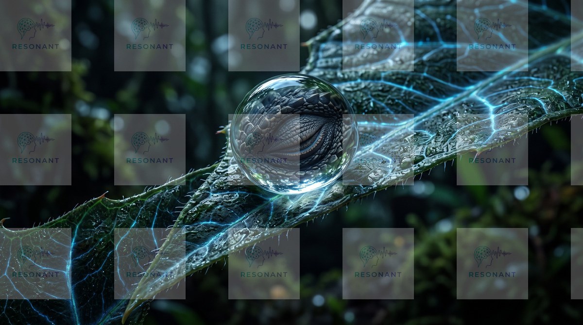Watermarked preview — Bioluminescent Leaf with Dragon Eye Crystal Sphere