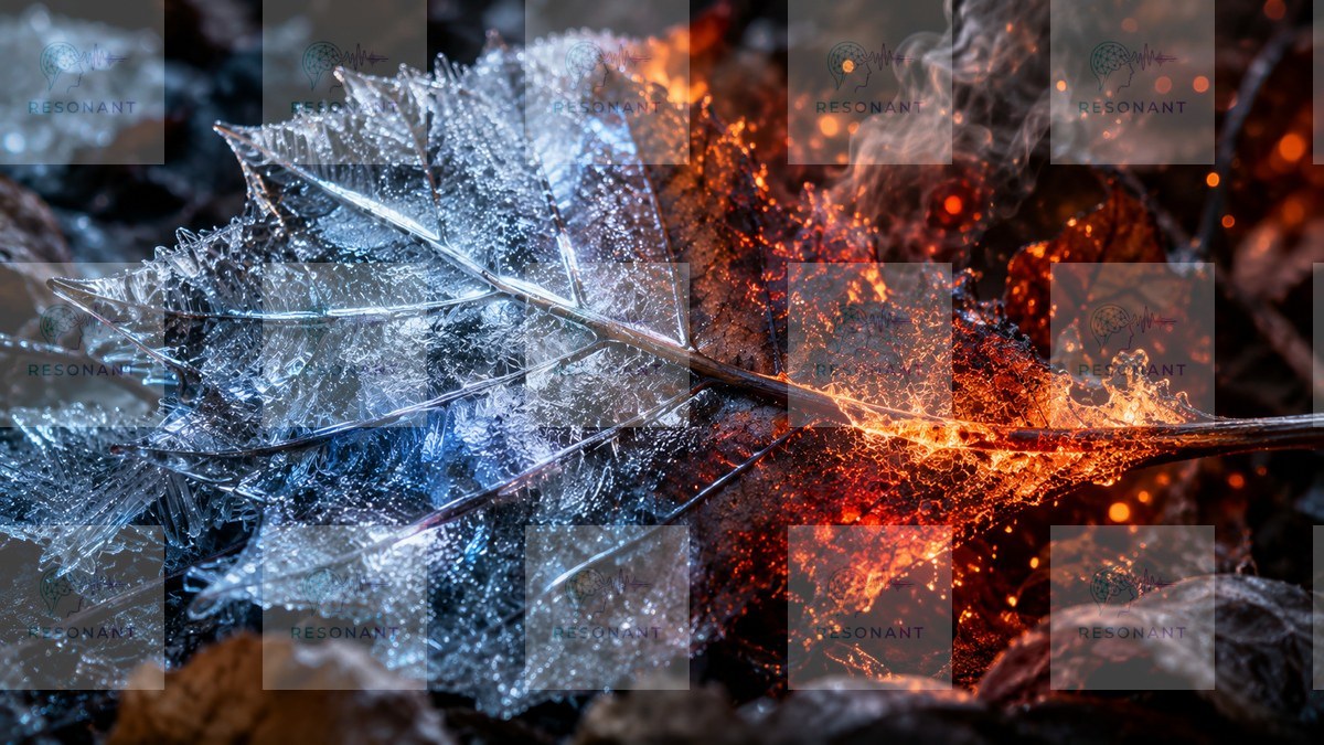 Watermarked preview — Fire and Ice Elemental Leaf Wall Art