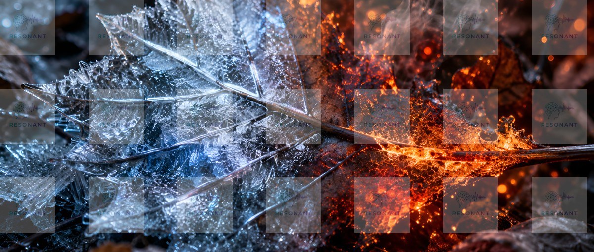 Watermarked preview — Frost and Flame Elemental Leaf Artwork