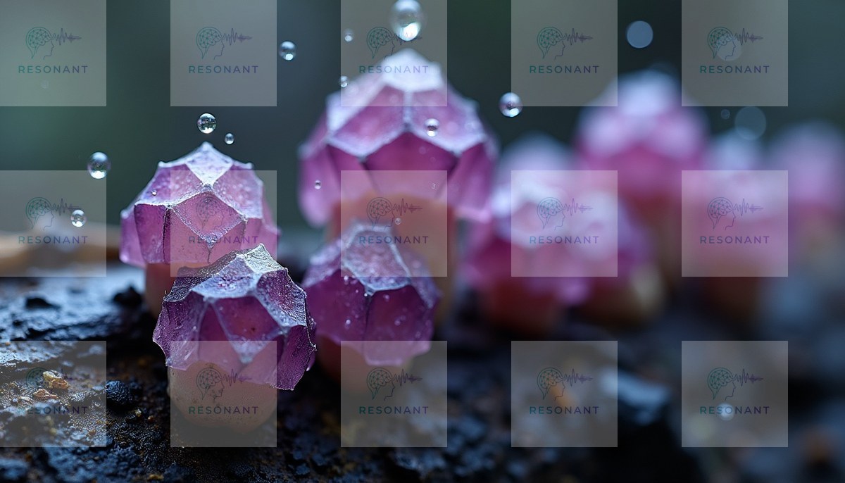 Watermarked preview — Ethereal Amethyst Crystal Mushrooms Macro Artwork