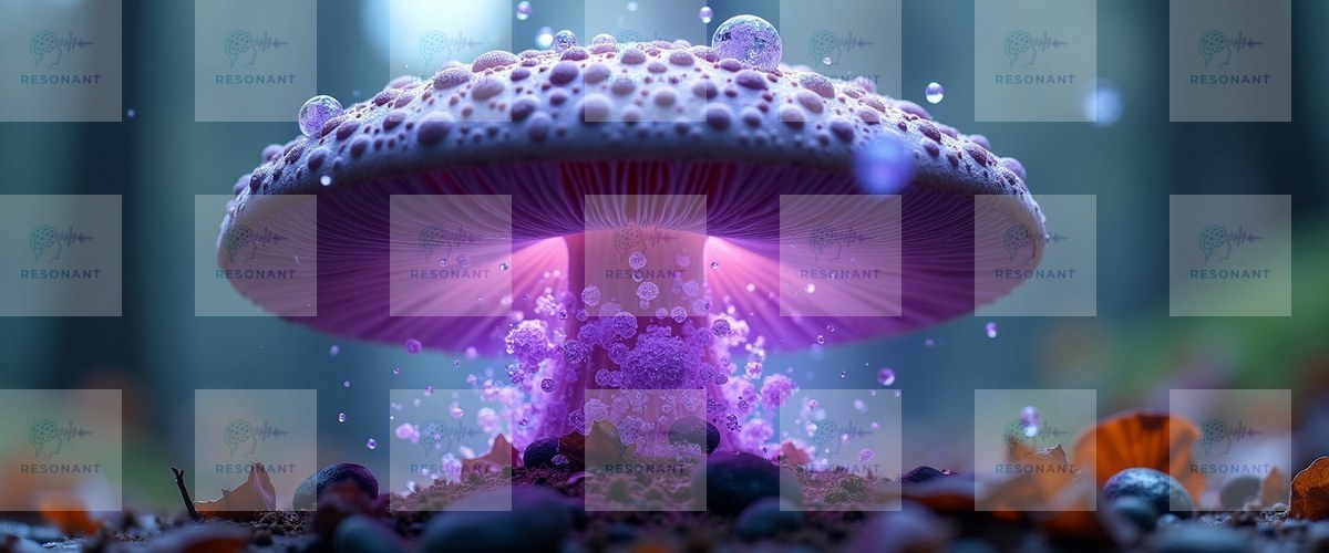 Watermarked preview — Enchanted Glowing Purple Mushroom Fantasy Art