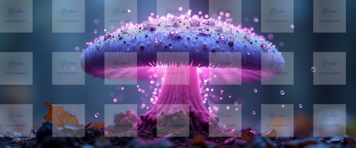 Watermarked preview — Bioluminescent Glowing Purple Mushroom Fantasy Art