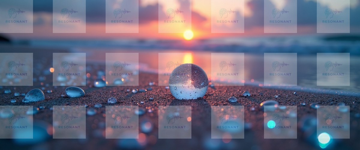Watermarked preview — Glistening Crystal Orb Beach Sunset Wall Art