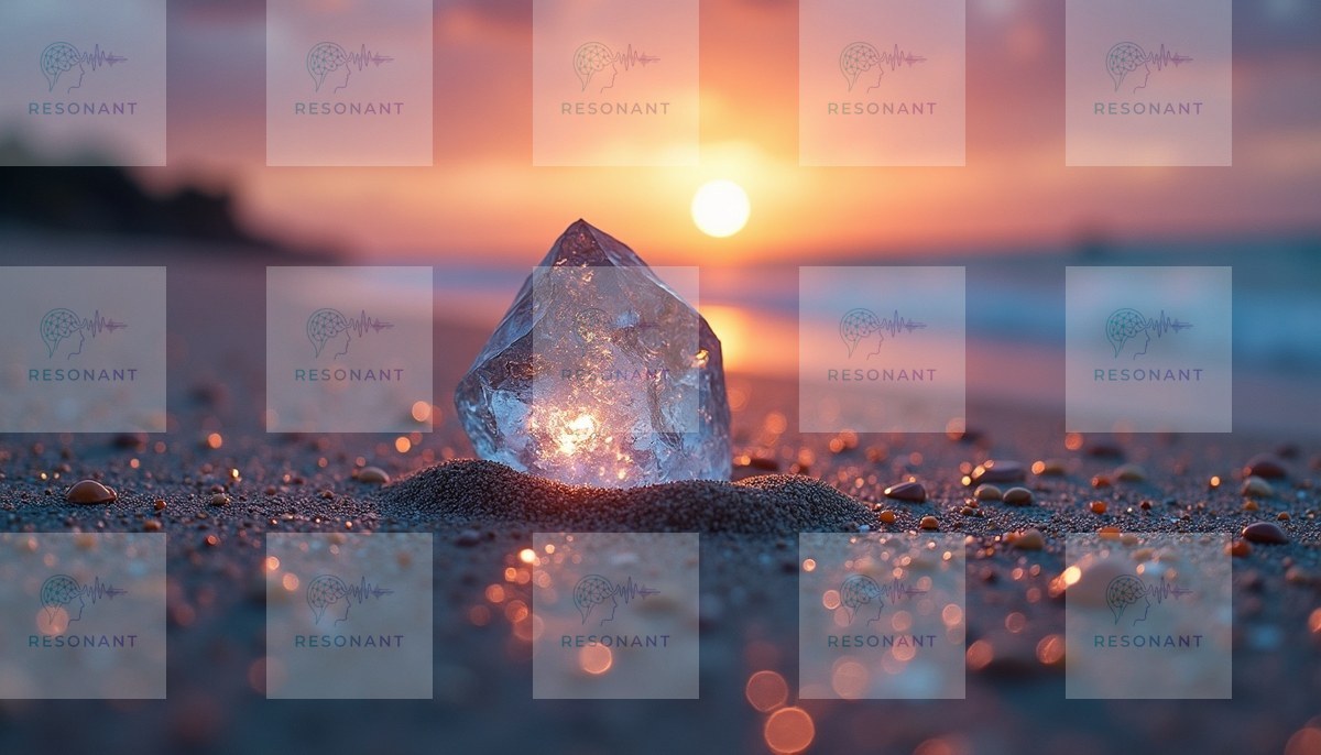 Watermarked preview — Luminous Ocean Crystal at Sunset Shore