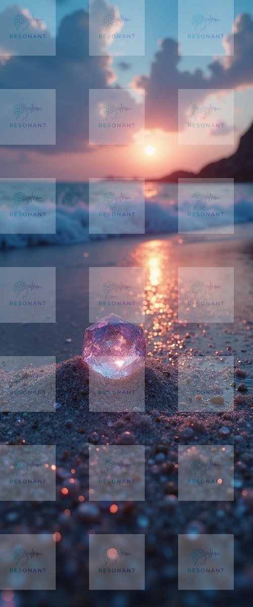 Watermarked preview — Glowing Amethyst Gem on Sunset Beach