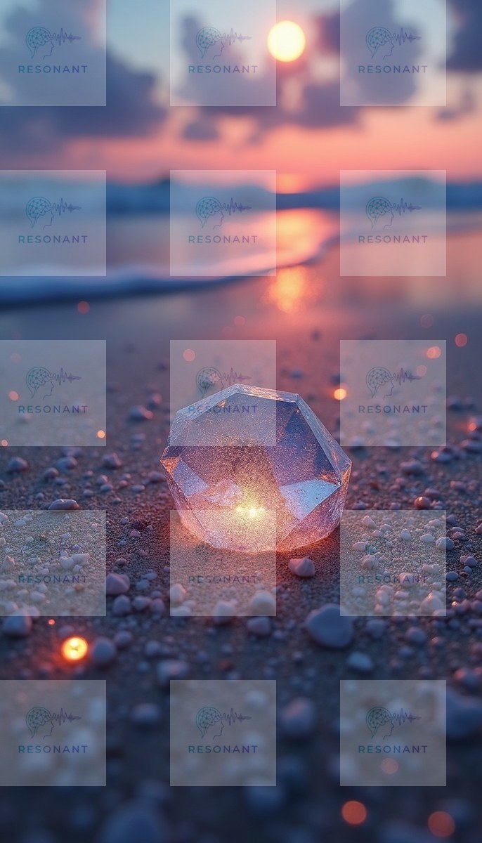 Watermarked preview — Glowing Crystal on Sunset Beach Wall Art
