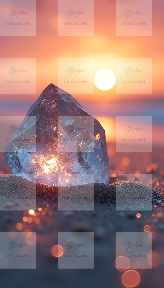 Watermarked preview — Luminous Crystal at Golden Hour Sunset Beach