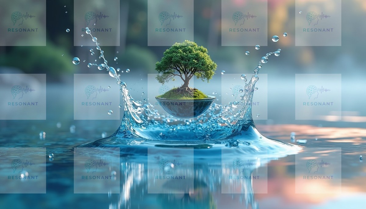 Watermarked preview — Serene Floating Tree Water Splash Artwork