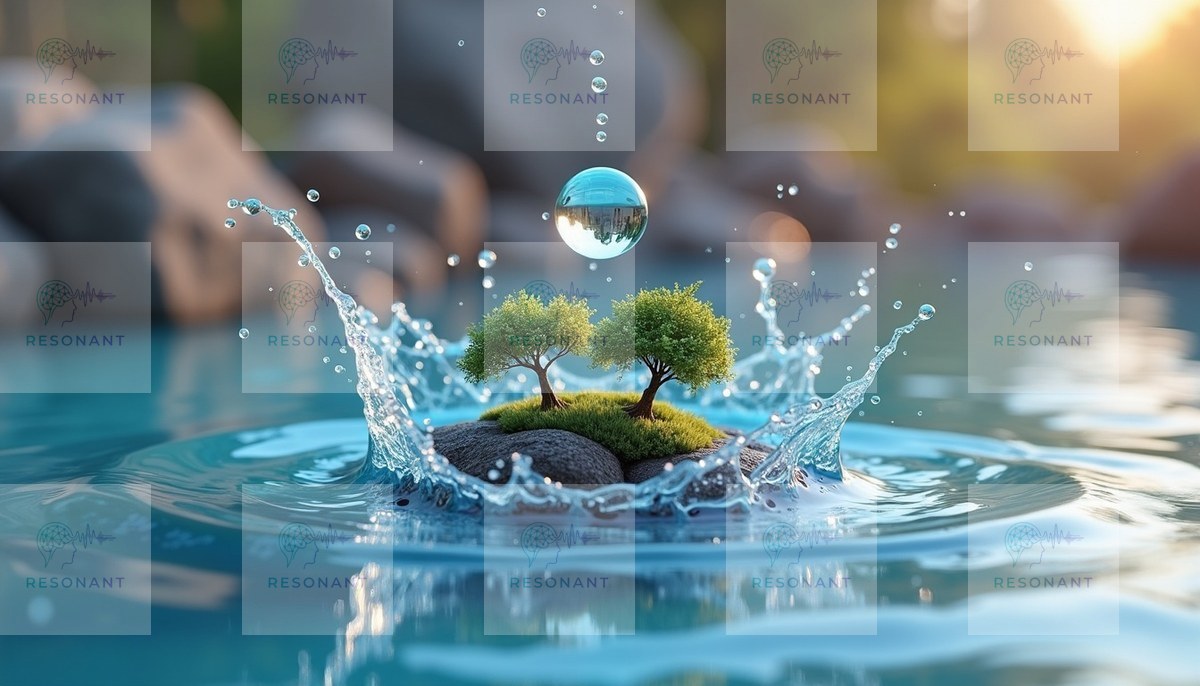 Watermarked preview — Miniature Island Water Splash Surreal Canvas Print