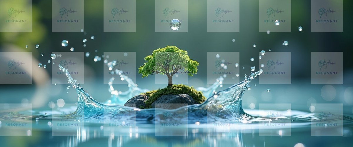 Watermarked preview — Miniature Tree Water Splash Canvas Art