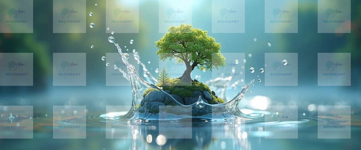 Watermarked preview — Serene Miniature Tree Splash Canvas Print