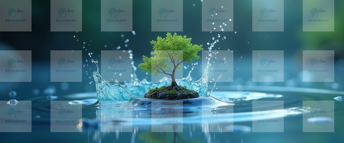 Watermarked preview — Serene Miniature Tree Water Splash Canvas Print