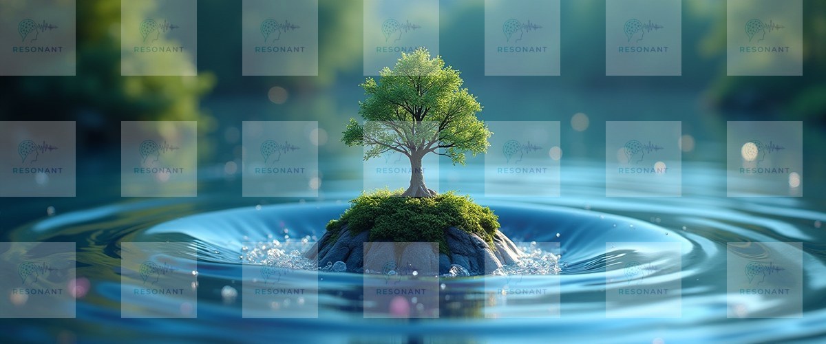 Watermarked preview — Serene Tree on Floating Island Canvas