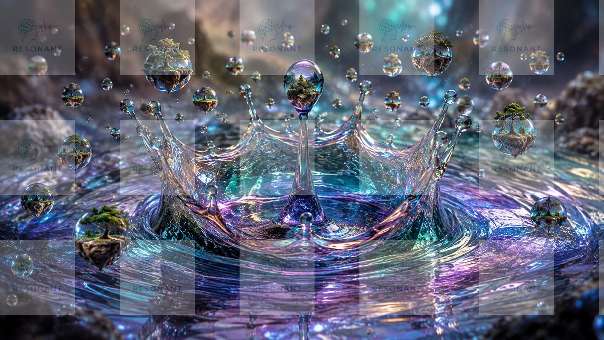 Watermarked preview — Miniature Worlds Water Splash Digital Art