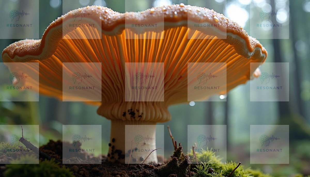Watermarked preview — Enchanted Glowing Forest Mushroom Macro Art